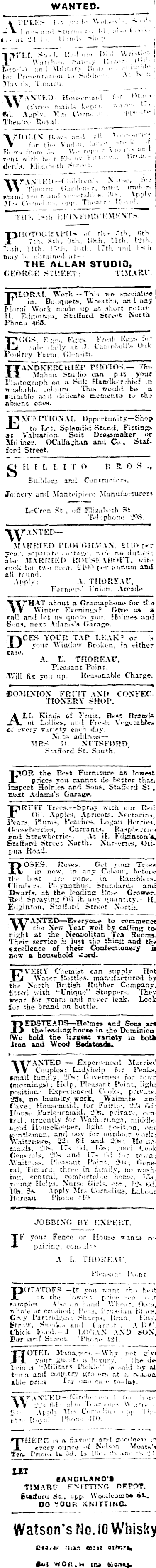 Papers Past Newspapers Timaru Herald 4 July 1916 Page 11 Advertisements Column 1