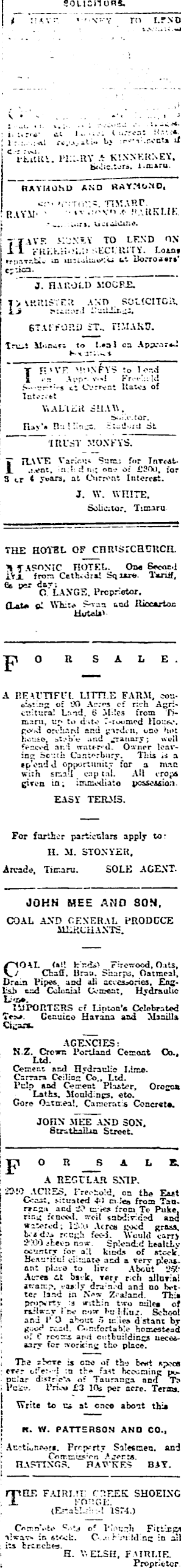 Papers Past Newspapers Timaru Herald 13 December 1911 Page 3 Advertisements Column 2