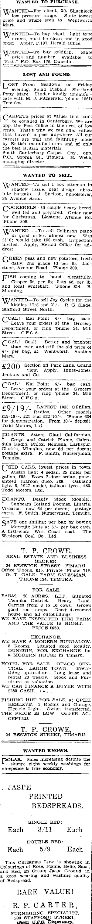 Papers Past | Newspapers | Timaru | 30 November 1932 | Page 13 Advertisements Column 4