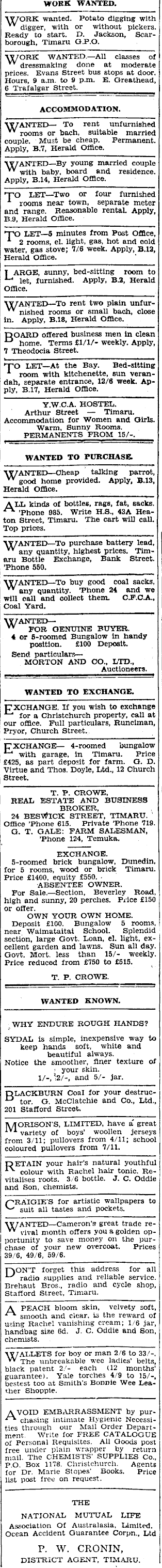 Papers Past Newspapers Timaru Herald 23 May 1933 Page 13 Advertisements Column 4