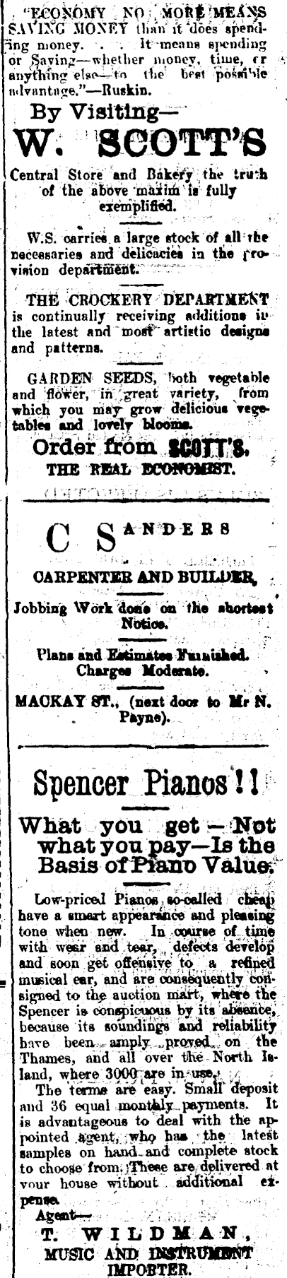 Papers Past Newspapers Thames Star 3 November 1909 Page 4 Advertisements Column 6