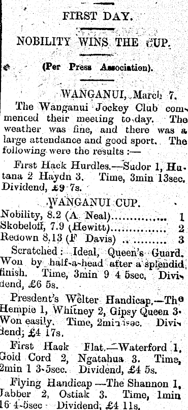 Papers Past | Newspapers | Thames Star | 8 March 1901 | THE WANGANUI MEETING