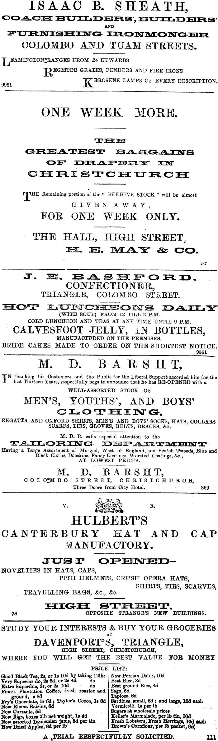 Papers Past Newspapers Star Christchurch 13 February 1877 Page 1 Advertisements Column 4