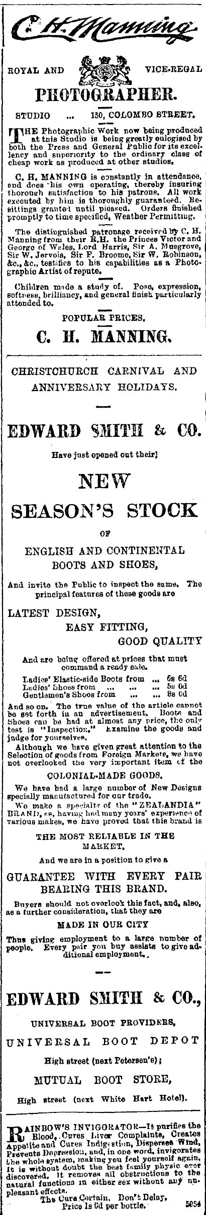 Papers Past | Newspapers | Star (Christchurch) | 27 January 1891 | Page 1  Advertisements Column 3