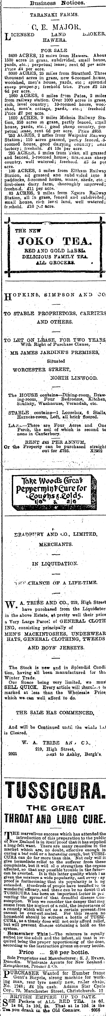 Papers Past Newspapers Star Christchurch 4 April 1902 Page 1 Advertisements Column 3