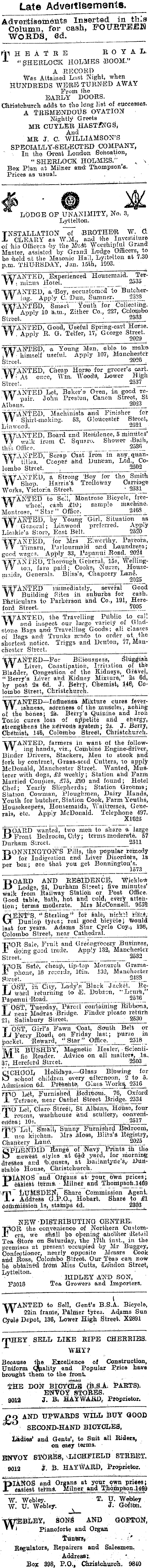 Papers Past Newspapers Star Christchurch 14 January 1903 Page 3 Advertisements Column 2