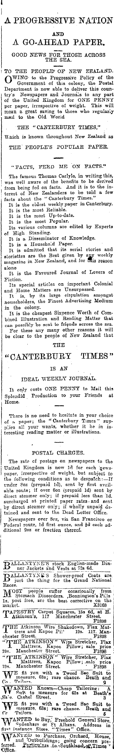 Papers Past Newspapers Star Christchurch 21 August 1905 Page 4 Advertisements Column 5