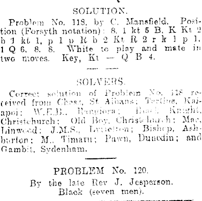 Papers Past Newspapers Star Christchurch 3 July 1915 Chess