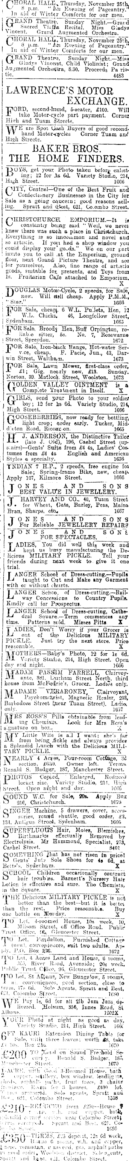 Papers Past Newspapers Star Christchurch November 1915 Page 6 Advertisements Column 6