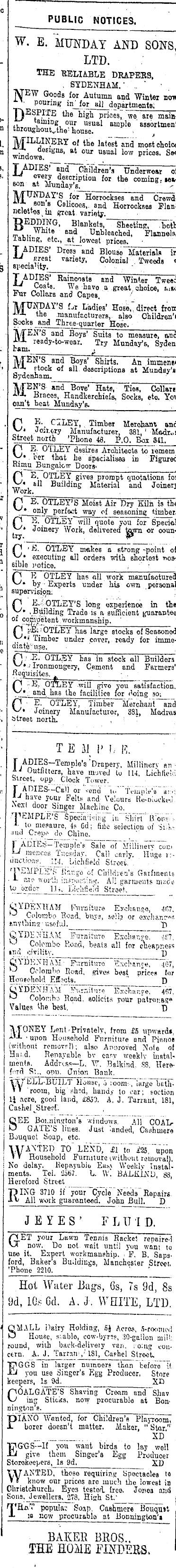 Papers Past Newspapers Star Christchurch 31 May 1919 Page 3 Advertisements Column 4