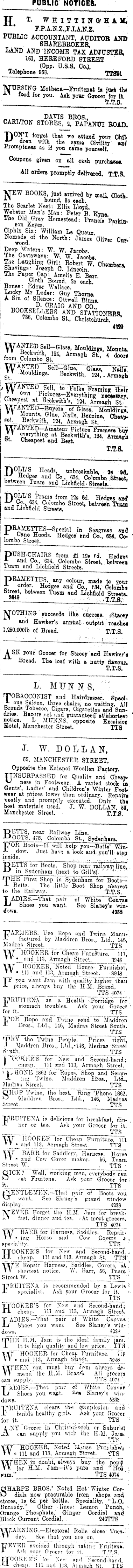 Papers Past Newspapers Star Christchurch 9 December 1919 Page 9 Advertisements Column 5