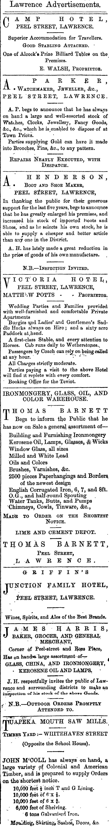 Papers Past Newspapers Tuapeka Times 22 August 1868 Page 1 Advertisements Column 3