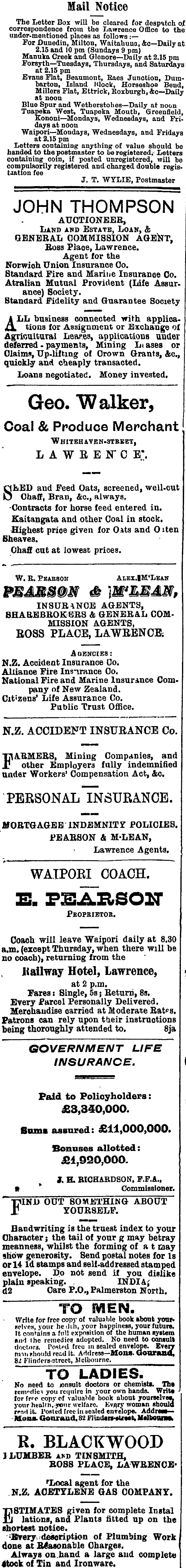 Papers Past Newspapers Tuapeka Times 16 July 1904 Page 1 Advertisements Column 1