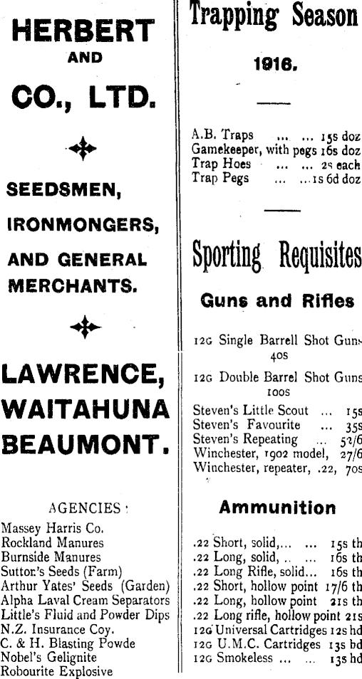 Papers Past Newspapers Tuapeka Times 8 April 1916 Page 2 Advertisements Column 3