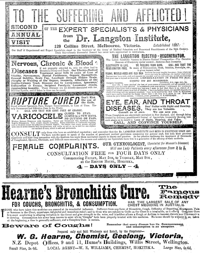 Papers Past Newspapers West Coast Times 2 May 1905 Page 4 Advertisements Column 3