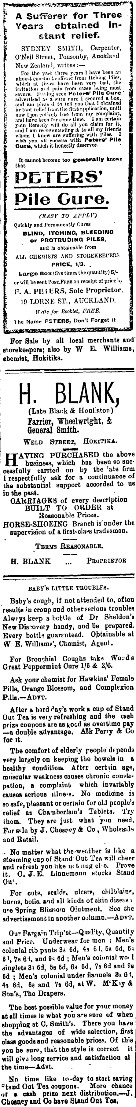 Papers Past Newspapers West Coast Times June 1907 Page 4 Advertisements Column 1