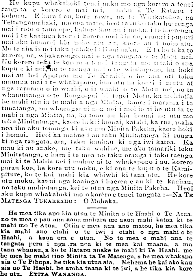 Papers Past Newspapers Wananga 4 March 1876 He Kupu Na Te Matenga Hei Utu Mo Nga Korero 4446