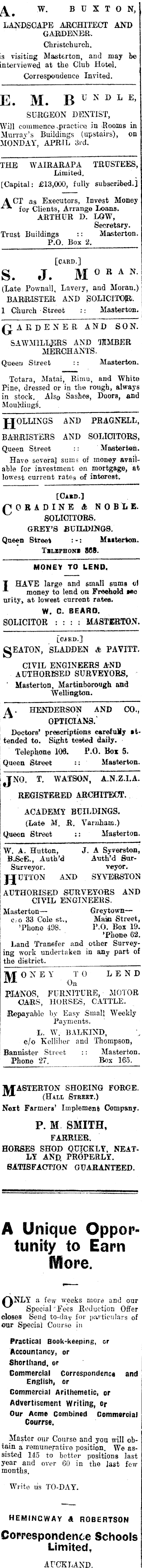 Papers Past Newspapers Wairarapa Age 11 April 1916 Page 4 Advertisements Column 4