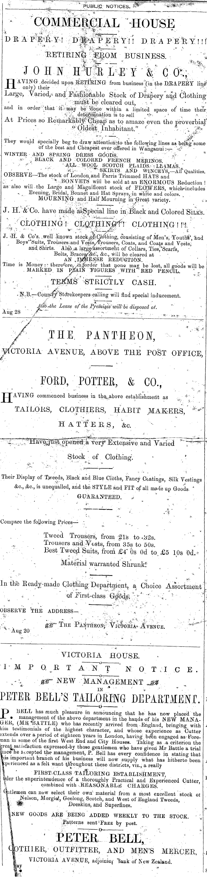 Papers Past Newspapers Wanganui Chronicle 1 October 1875 Page 4 Advertisements Column 3