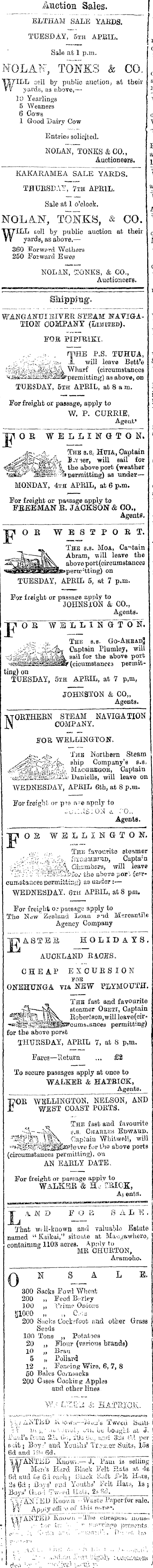 Papers Past Newspapers Wanganui Chronicle 4 April 17 Page 3 Advertisements Column 6