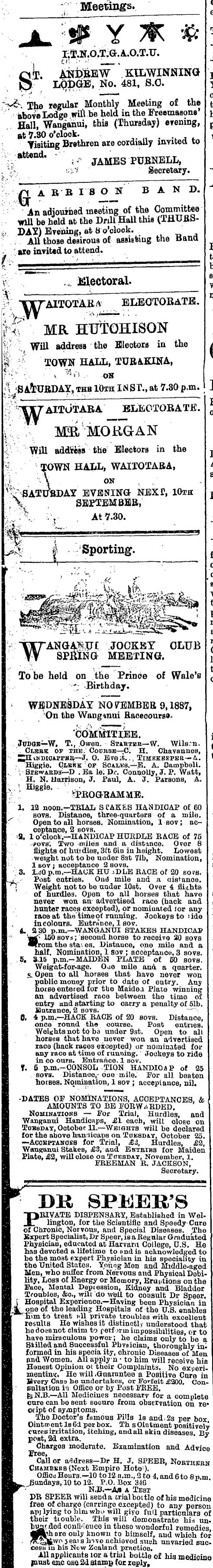 Papers Past Newspapers Wanganui Chronicle 8 September 17 Page 3 Advertisements Column 1