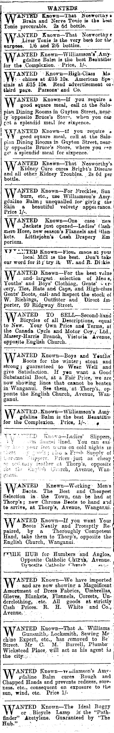 Papers Past Newspapers Wanganui Chronicle 27 June 1901 Page 1 Advertisements Column 8