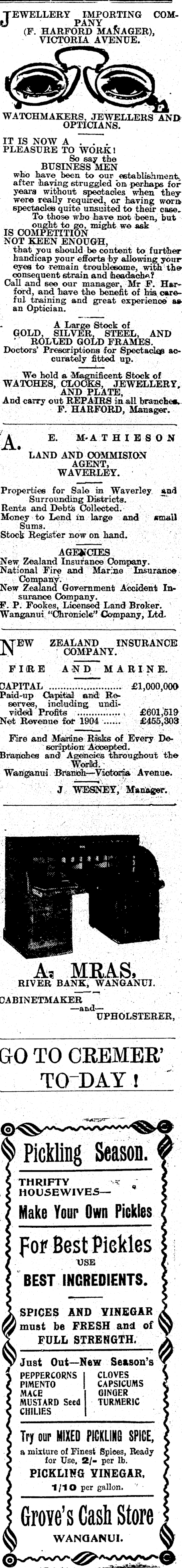 Papers Past Newspapers Wanganui Chronicle 3 May 1905 Page 3 Advertisements Column 3