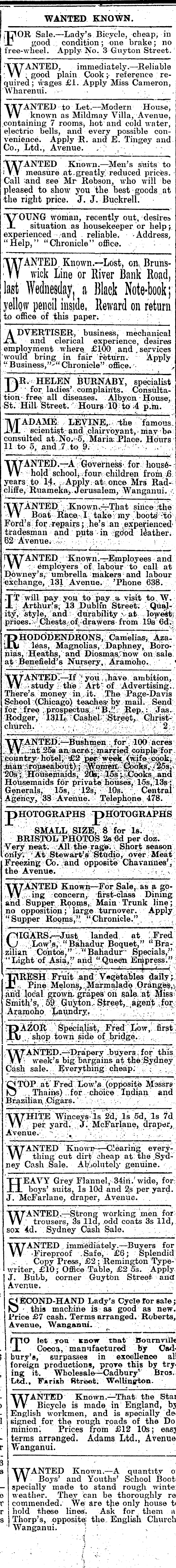 Papers Past Newspapers Wanganui Chronicle 30 June 1909 Page 1 Advertisements Column 2