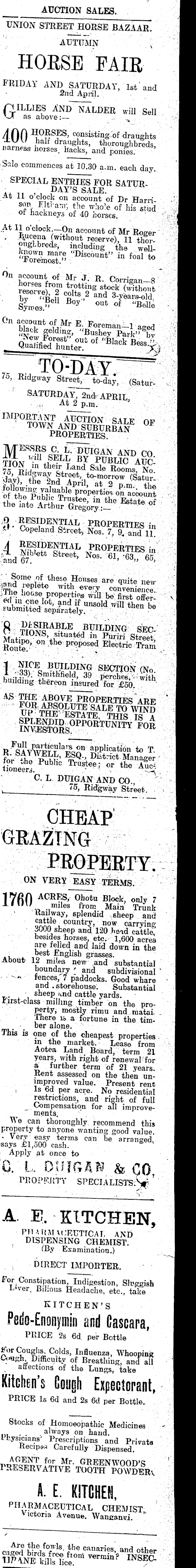 Papers Past Newspapers Wanganui Chronicle 2 April 1910 Page 8 Advertisements Column 7