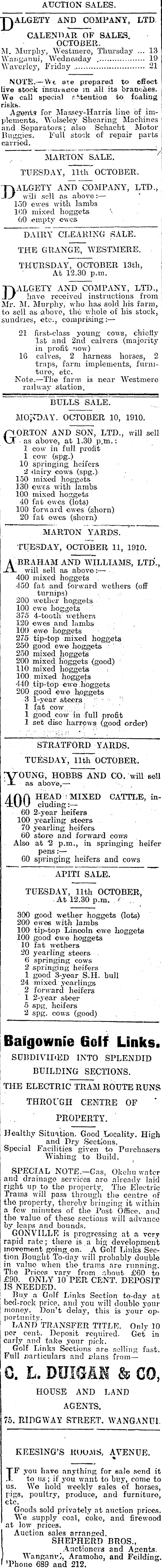 Papers Past Newspapers Wanganui Chronicle 8 October 1910 Page 8 Advertisements Column 5