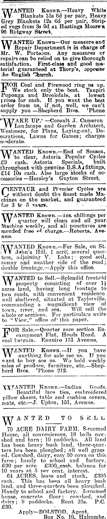 Papers Past Newspapers Wanganui Chronicle 24 October 1910 Page 1 Advertisements Column 6