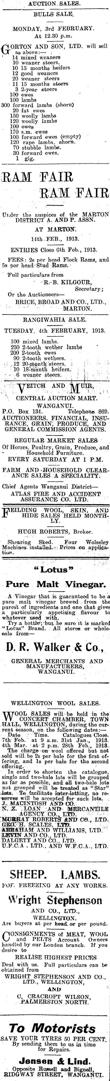 Papers Past Newspapers Wanganui Chronicle 3 February 1913 Page 8 Advertisements Column 4