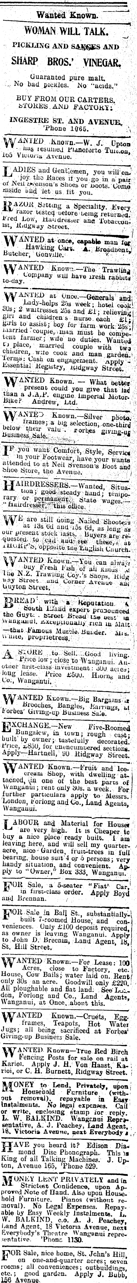 Papers Past Newspapers Wanganui Chronicle 21 February 1917 Page 1 Advertisements Column 8