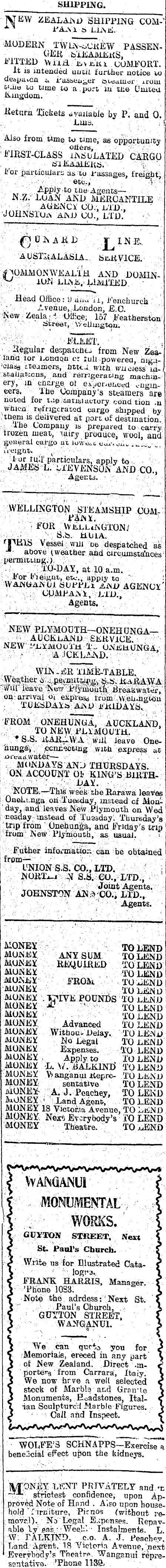 Papers Past Newspapers Wanganui Chronicle 30 June 1917 Page 1 Advertisements Column 2