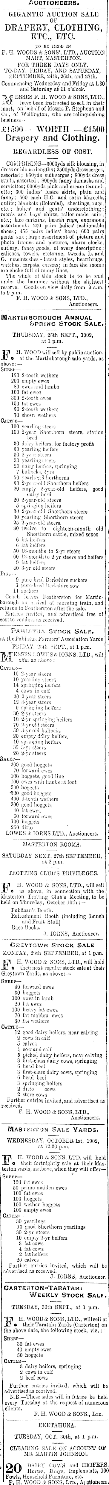 Papers Past Newspapers Wairarapa Daily Times 24 September 1902 Page 3 Advertisements Column 7