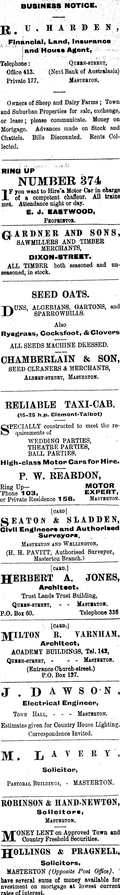 Papers Past Newspapers Wairarapa Daily Times 13 September 1911 Page 4 Advertisements Column 3