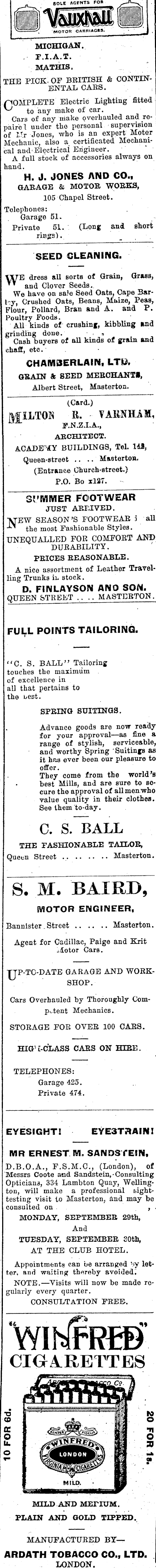 Papers Past Newspapers Wairarapa Daily Times 26 September 1913 Page 4 Advertisements Column 2