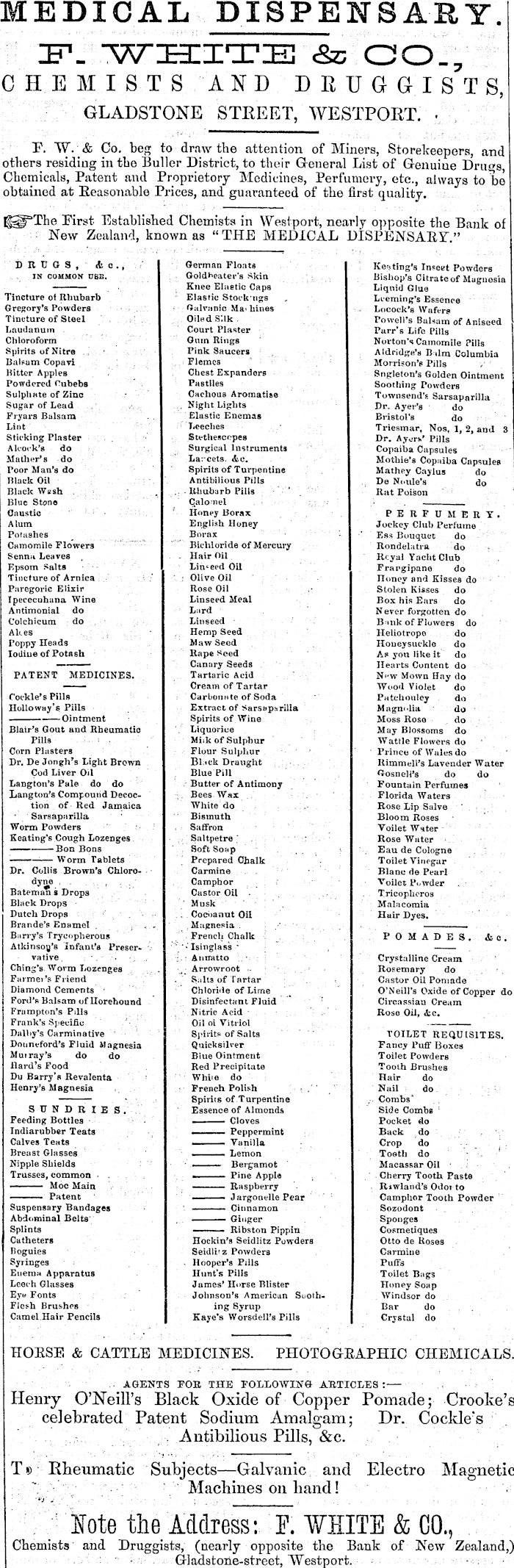 Papers Past | Newspapers | Westport Times | 26 September 1868 | Page 8  Advertisements Column 4