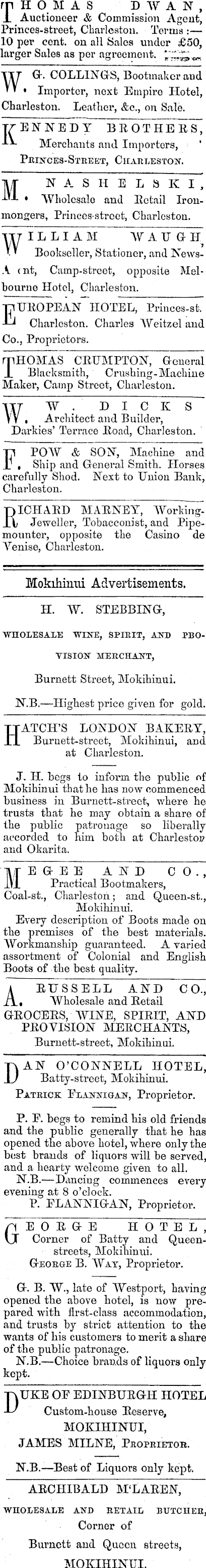 Papers Past Newspapers Westport Times 15 February 1868 Page 4 Advertisements Column 3