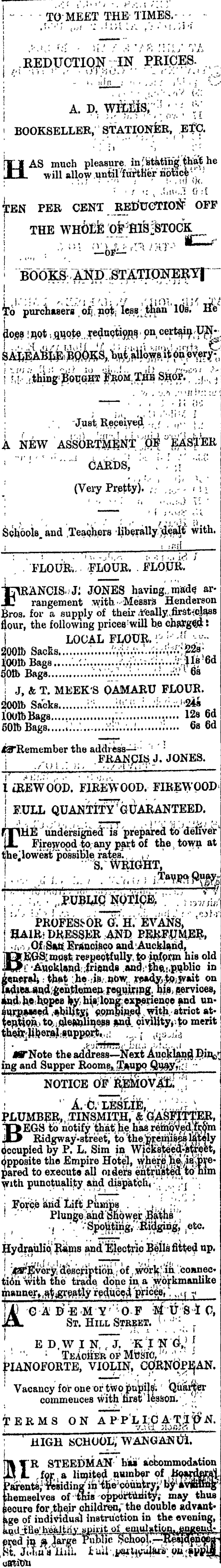 Papers Past Newspapers Wanganui Herald 21 April 11 Page 4 Advertisements Column 4