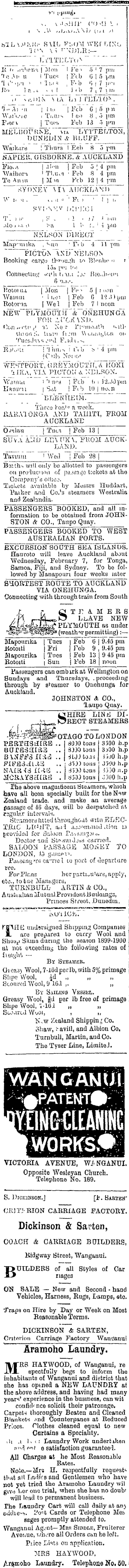Papers Past Newspapers Wanganui Herald 5 February 1900 Page 4 Advertisements Column 1
