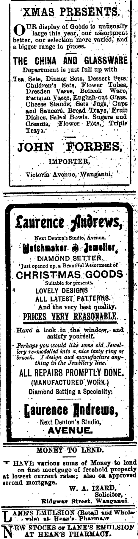 Papers Past Newspapers Wanganui Herald 21 December 1903 Page 7 Advertisements Column 4