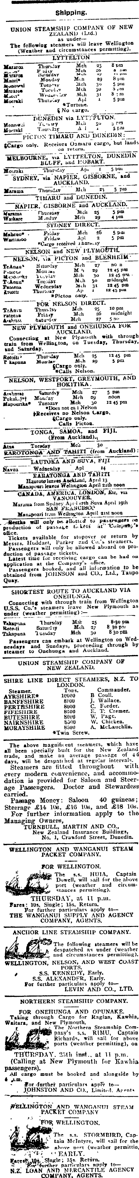 Papers Past Newspapers Wanganui Herald 24 March 1909 Page 1 Advertisements Column 1