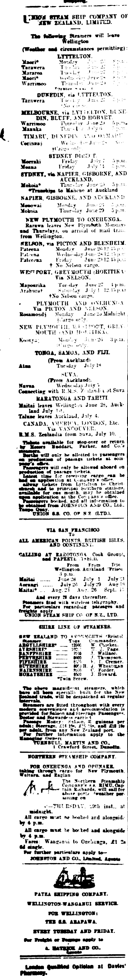 Papers Past Newspapers Wanganui Herald 26 June 1911 Page 1 Advertisements Column 1