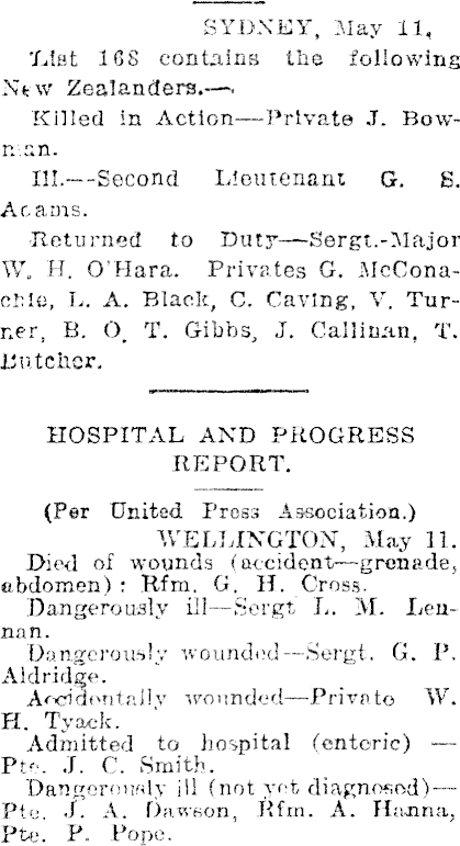 Papers Past Newspapers Wanganui Herald 12 May 1916 Nx Casualties