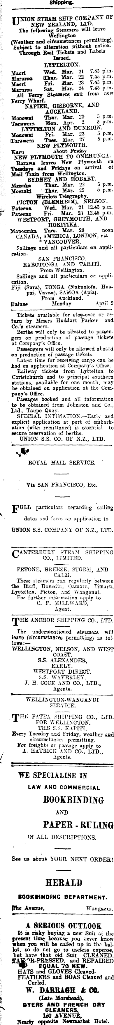 Papers Past Newspapers Wanganui Herald March 1917 Page 1 Advertisements Column 1