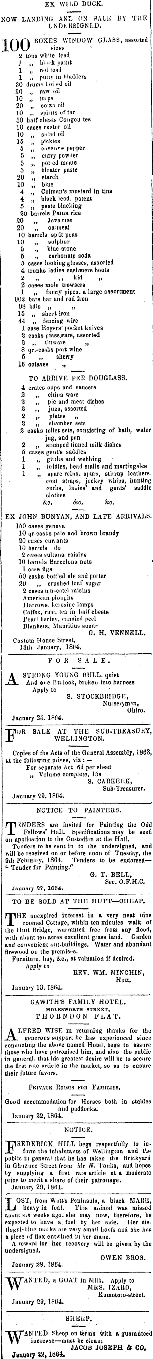 Papers Past Newspapers Wellington Independent 2 February 1864 Page 4 Advertisements Column 4