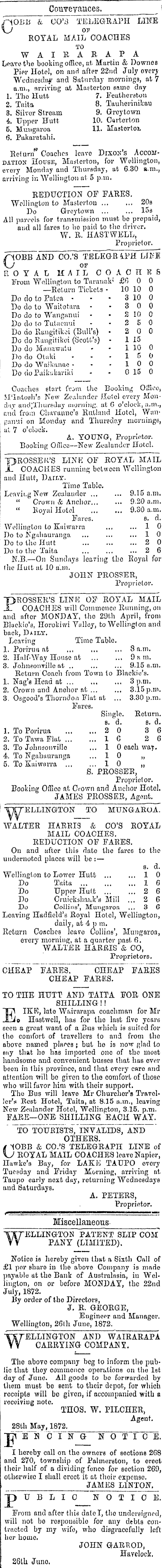 Papers Past Newspapers Wellington Independent 18 July 1872 Page 4 Advertisements Column 2