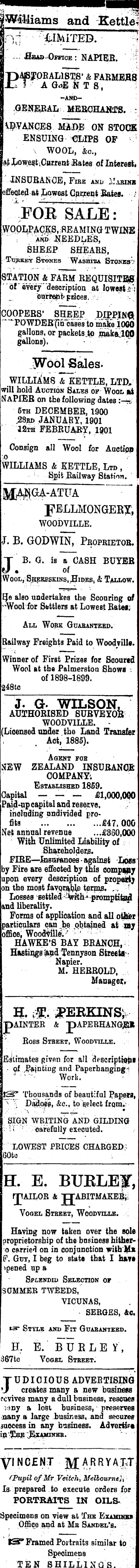 Papers Past Newspapers Woodville Examiner 23 January 1901 Page 1 Advertisements Column 6