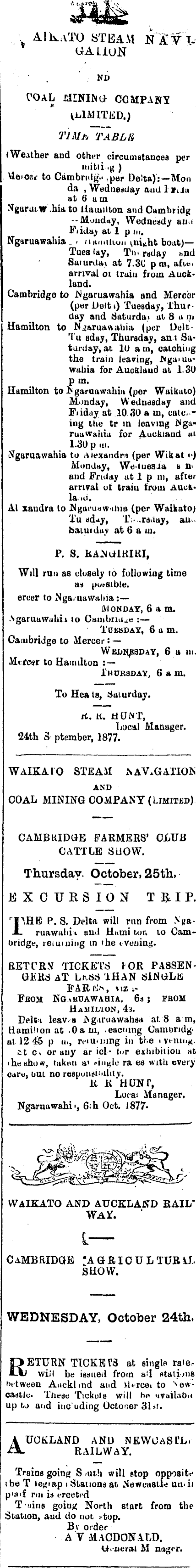 Papers Past Newspapers Waikato Times 13 October 1877 Page 2 Advertisements Column 2